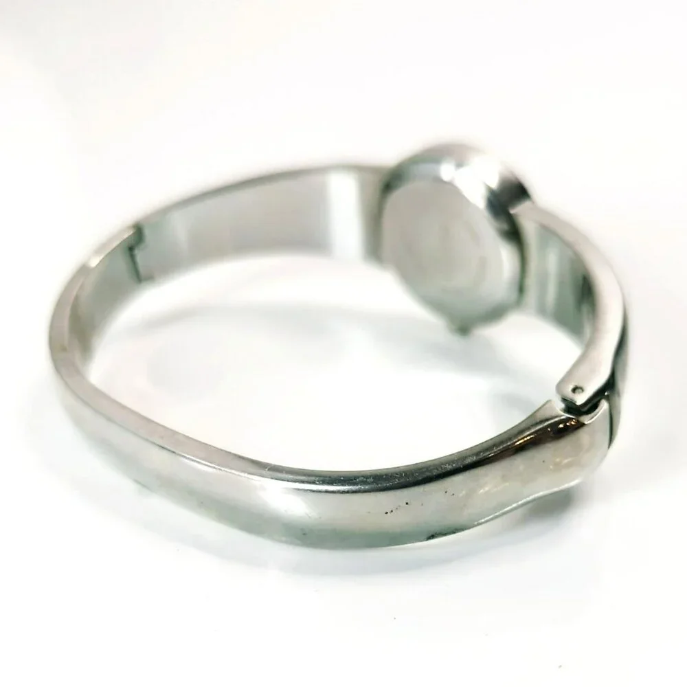 Geneva Quartz Silver Tone Marcasite Cuff Womens Watch - Picture 4 of 5